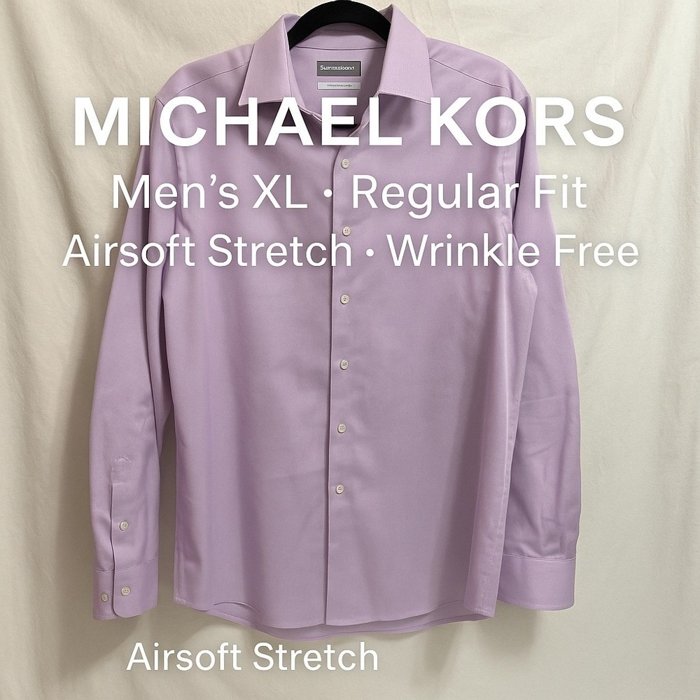 Michael Kors Men's XL Lavender Dress Shirt Wrinkle Free